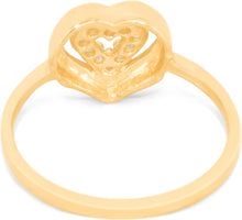 Load image into Gallery viewer, 10k Yellow Gold 10mm CZ Heart Open Double Heart Ring, Sizes 4 - 9

