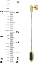 Load image into Gallery viewer, 14k Yellow Gold 57mm Mother of Pearl, Onyx or Malachite Hexagon Drop Gemstone Earrings
