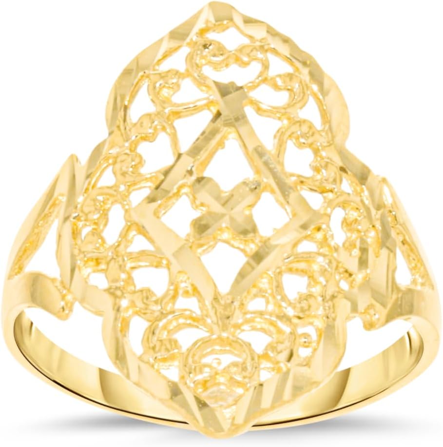 10k Yellow Gold 21.1mm Edged Openwork Filigree Ring