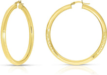 Load image into Gallery viewer, 10k Yellow Gold 4mm High Polish and Satin Finish Round Tube Hoop Earrings
