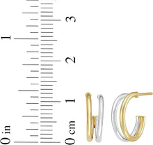 Load image into Gallery viewer, 14k Two-Tone Gold 11.2mm Double Row Split C-Hoop Earrings
