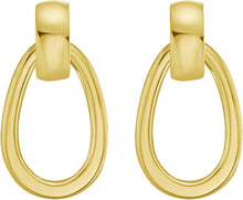 Load image into Gallery viewer, 14k Yellow Gold 35mm Pear Shape Linked Drop Hoop Earrings
