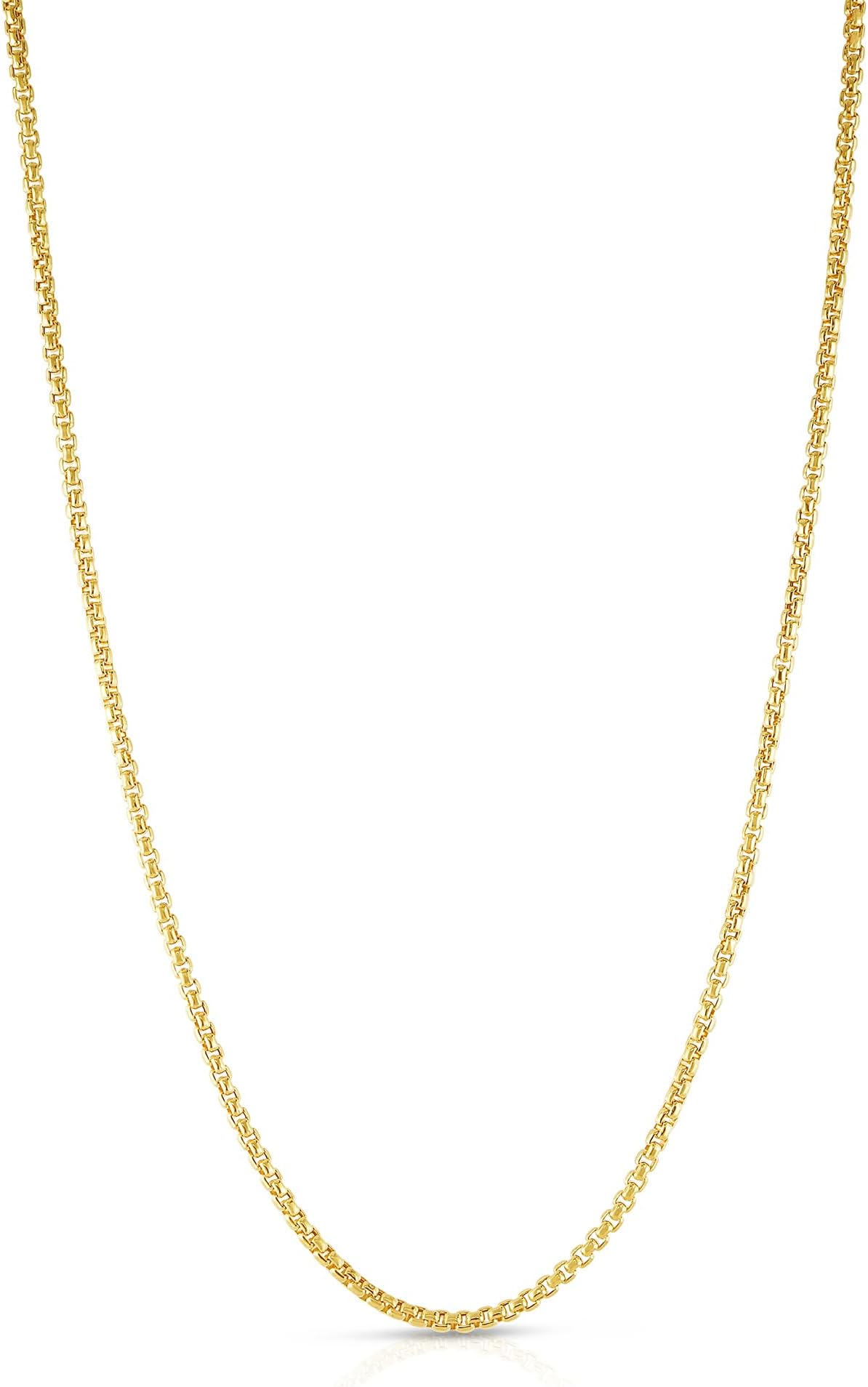 10k Yellow Gold 2.5mm Solid Round Box Chain Necklace