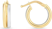 Load image into Gallery viewer, 14k Yellow Gold and White Gold 15mm Double Round Hoops Earrings
