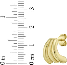 Load image into Gallery viewer, 14k Yellow Gold 14.2mm x 7mm-12.5mm Triple Row Splayed Hoop Earrings
