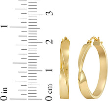 Load image into Gallery viewer, 14k Yellow Gold 22mm Twisted Square Tube Hoop Earrings
