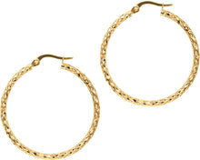 Load image into Gallery viewer, 10k Yellow Gold 31mm Round Circle Diamond Cut Hoop Earrings
