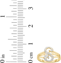 Load image into Gallery viewer, 10k Two-Tone Yellow Gold and White Gold 8.5mm Personalized A-Z Initial Cursive Letter Ring, Sizes 3 - 10
