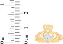 Load image into Gallery viewer, 10k Yellow Gold 12.8mm Claudagh Hand with CZ Crown Heart Ring, Sizes 4-10
