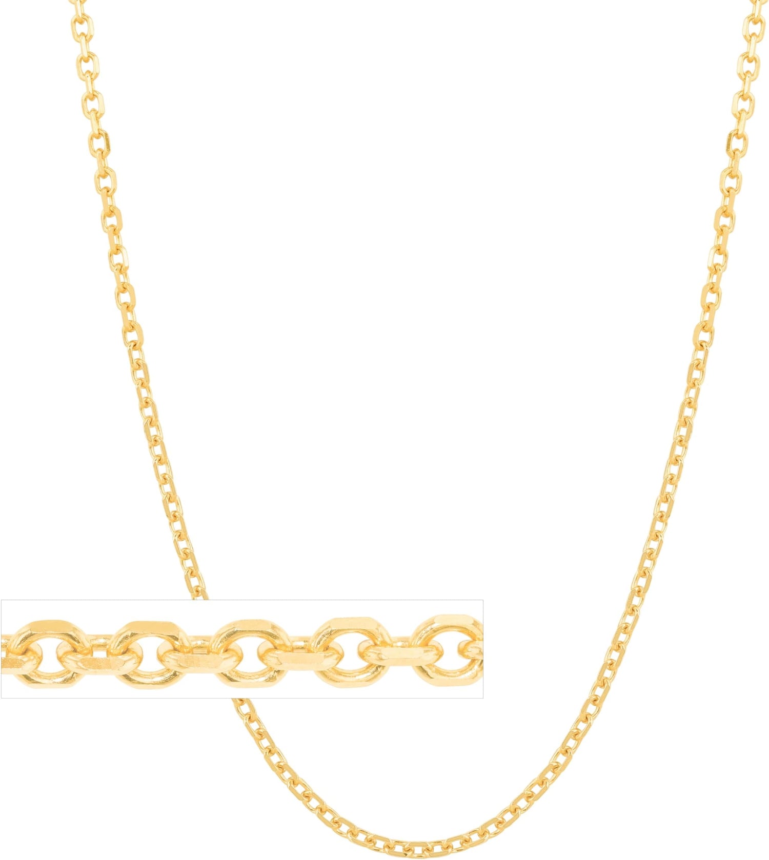 18k Yellow Gold, White Gold, or Rose Gold .8mm Diamond Cut Cable Chain Necklace