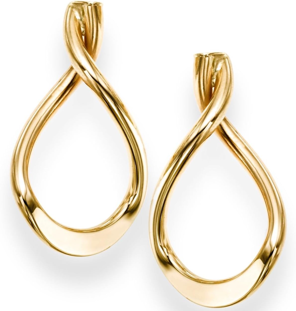 14k Yellow Gold 15mm x 25mm Drop Freeform Earrings