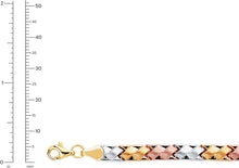 Load image into Gallery viewer, 14k Tri-Color Gold 5.5mm Satin Stampato Bracelet, 7.25 Inch
