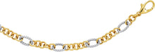 Load image into Gallery viewer, 14k Two-Tone Gold 4.5mm Ribbed Oval &amp; Polished Rings Link Bracelet, 7.25 Inch
