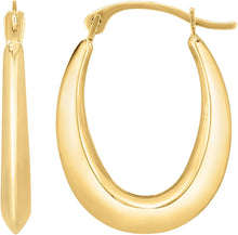 Load image into Gallery viewer, 10k Yellow Gold or White Gold 17mm Light Oval Hoop Earrings
