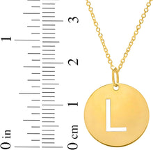 Load image into Gallery viewer, 14k Yellow Gold 0.6&quot; Disc Alphabet Letter A - Z Initial Charm Pendant with Extendable Adjustable Chain Necklace
