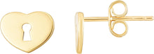 Load image into Gallery viewer, 14k Yellow Gold 5.8mm Heart Padlock Stud Earrings
