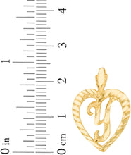Load image into Gallery viewer, 10k Yellow Gold 0.7&quot; Personalized Alphabet Letter A - Z Initial Heart Pendant with optional Extendable Cable Chain Necklace

