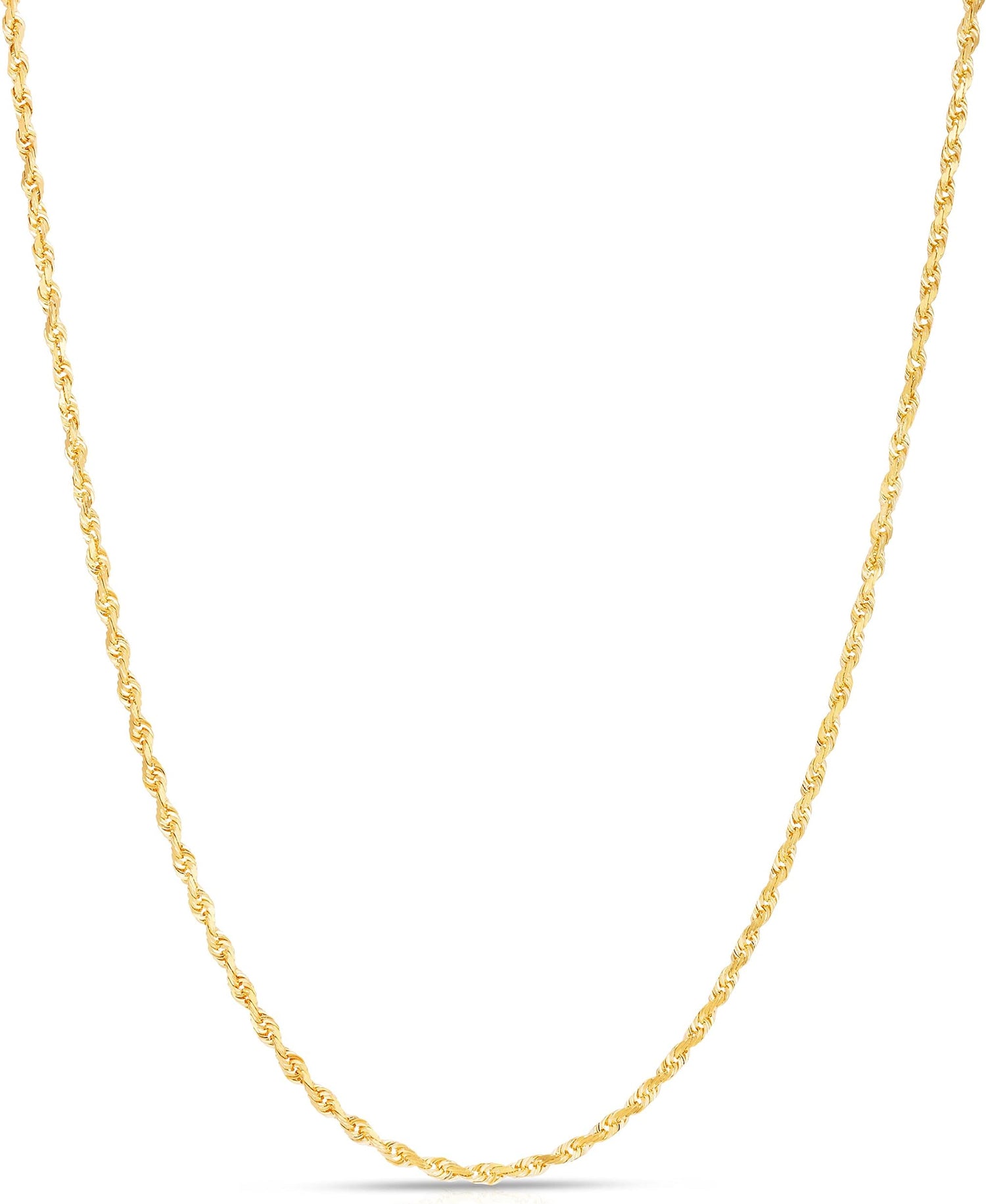 10k Yellow Gold 2.5mm Solid Diamond Cut Rope Chain Necklace