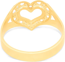 Load image into Gallery viewer, 10k Yellow Gold 12mm Filigree XOXO X O Hearts Openwork Two-Tone Ring, Sizes 4 - 11
