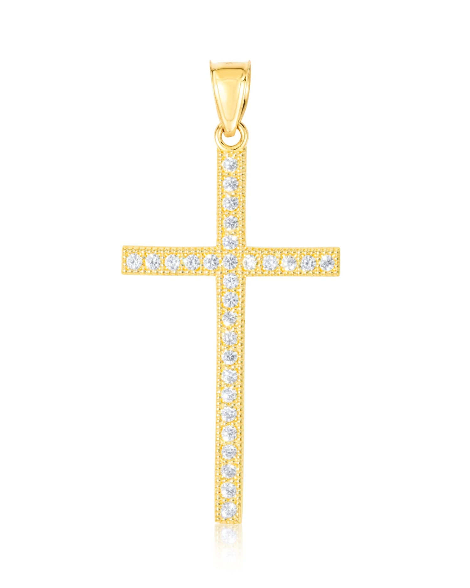 10k Yellow Gold CZ Cross Religious Pendant