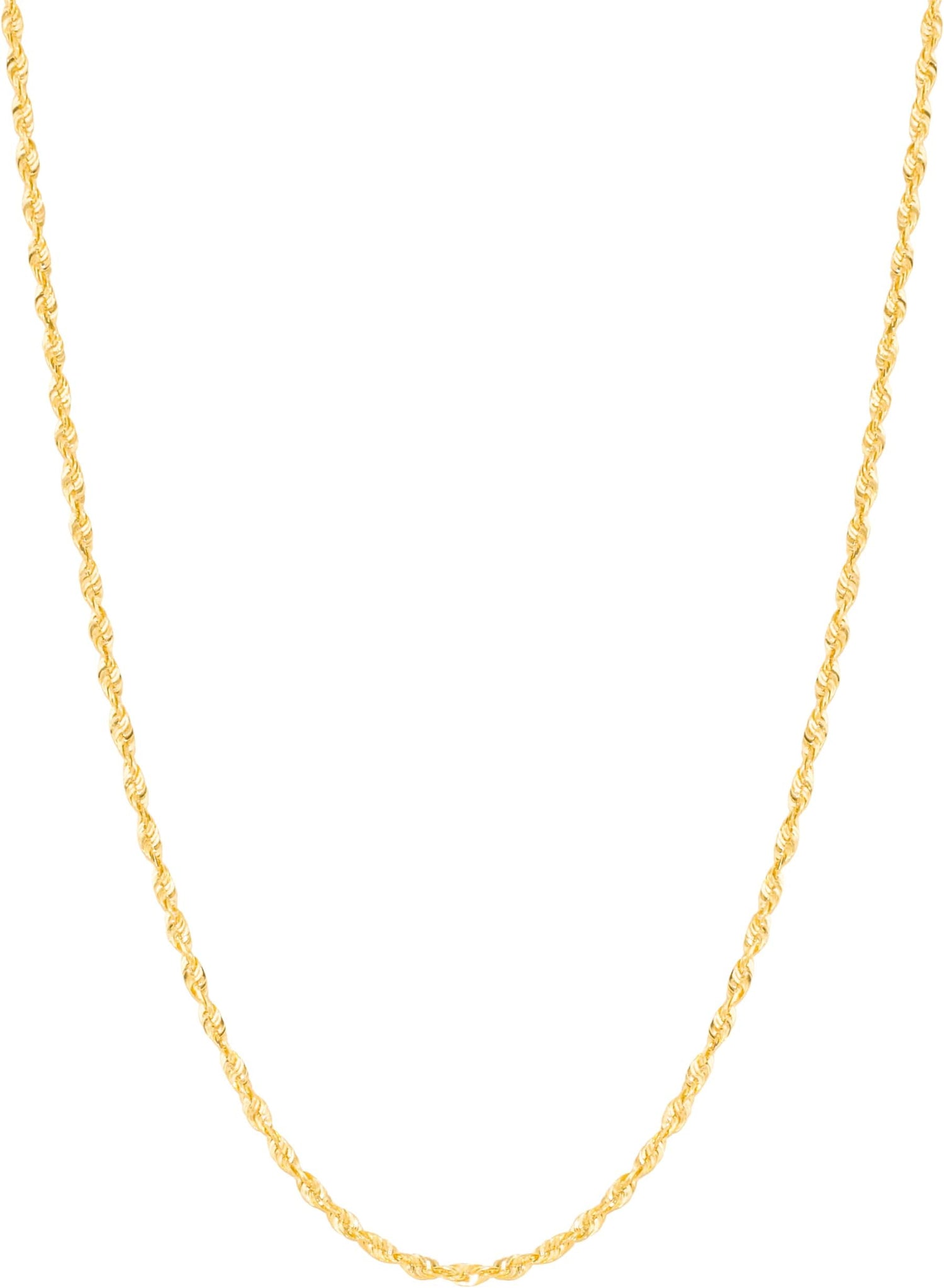 10k Yellow Gold 1.9mm Solid Spiral Rope Multi Diamond Cut Chain Necklace