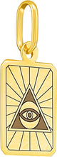 Load image into Gallery viewer, Italian 14k Yellow Gold 13mm Eye Of Providence Tarot Charm Pendant with Optional Necklace,  16-17-18 Inch
