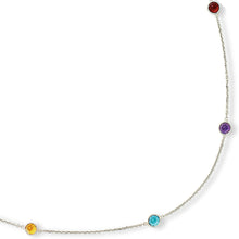 Load image into Gallery viewer, 14k White Gold Link Natural Garnet, Peridot, Amethyst, Citrine, Blue Topaz Multi-Gemstone Bracelet, 7 Inch
