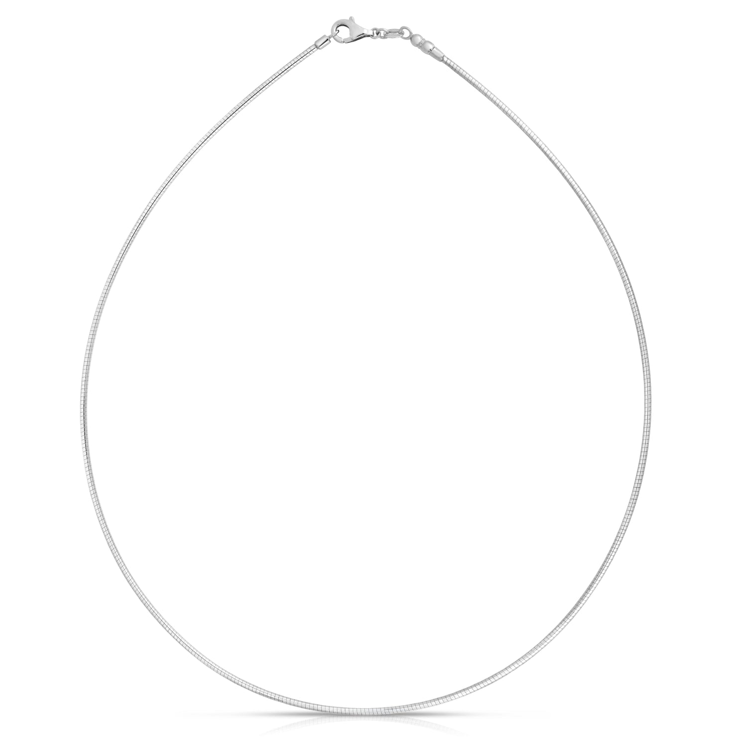 14k White Gold 1mm Round Omega Chain Necklace