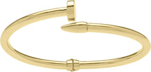 Load image into Gallery viewer, 14k Yellow Gold 4mm Solid Shiny High Polish Bypass Nail Cuff Bangle Bracelet 7 Inch
