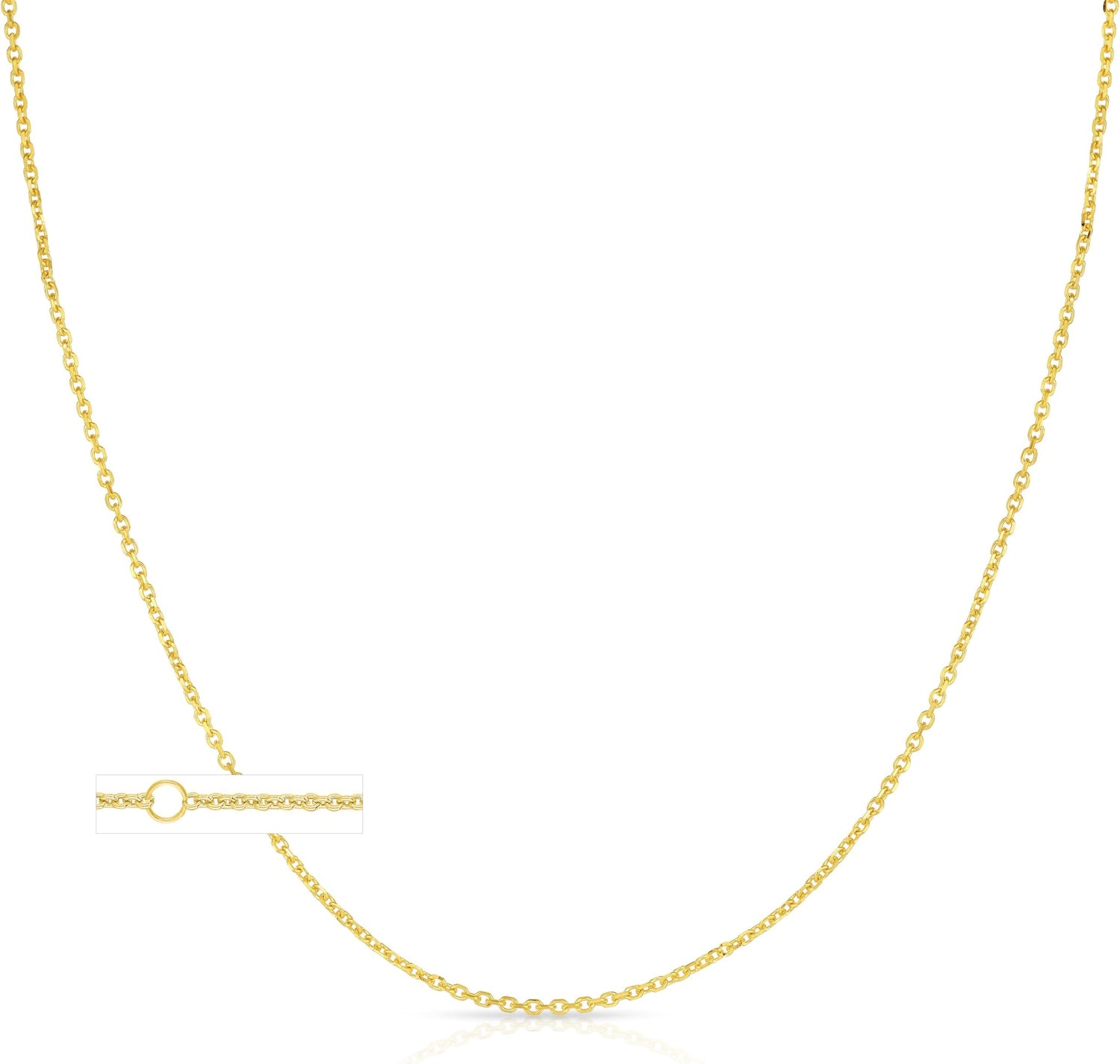 14k Solid Yellow Gold, White Gold, or Rose Gold 1.2mm Single Extendable Classic Cable Chain Adjustable Necklace, 16
