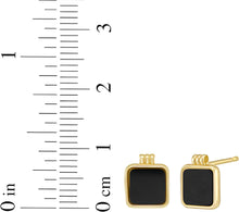 Load image into Gallery viewer, 14k Yellow Gold 9.1mm Square Natural Gemstone Stud Earrings (Malachite, Mother of Pearl, Black Onyx)
