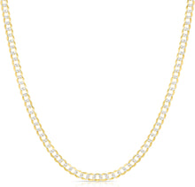 Load image into Gallery viewer, 14k Yellow Gold and White Gold 3.5mm Solid Two-Tone Pave Curb Cuban Chain Necklace
