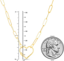 Load image into Gallery viewer, 14k Yellow Gold Heart Carabiner for Charms and Pendants 3.4mm Paperclip Chain Necklace, 18 Inch
