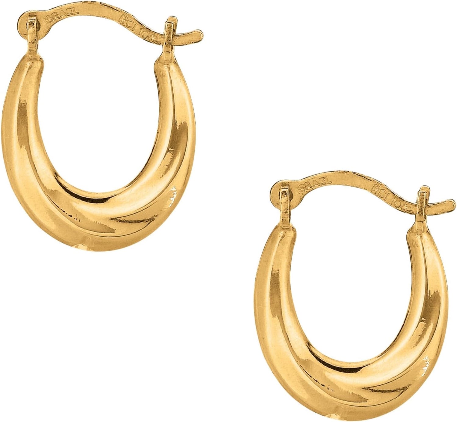 10k Yellow Gold or White Gold 14mm Mini Oval Hoop Earrings