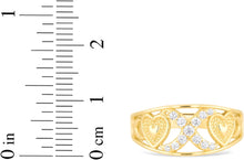 Load image into Gallery viewer, 10k Yellow Gold 9mm CZ XOXO X O Heart Ring, Sizes 4 - 11
