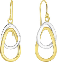 Load image into Gallery viewer, 14k Yellow Gold and White Gold 30mm Interlocked Ovals Drop Earrings
