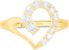 Load image into Gallery viewer, 10k Yellow Gold 13mm Curved Heart CZ Ring, Sizes 4 - 10
