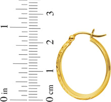Load image into Gallery viewer, 10k Yellow Gold or White Gold 24mm Oval Textured Hoop Earrings

