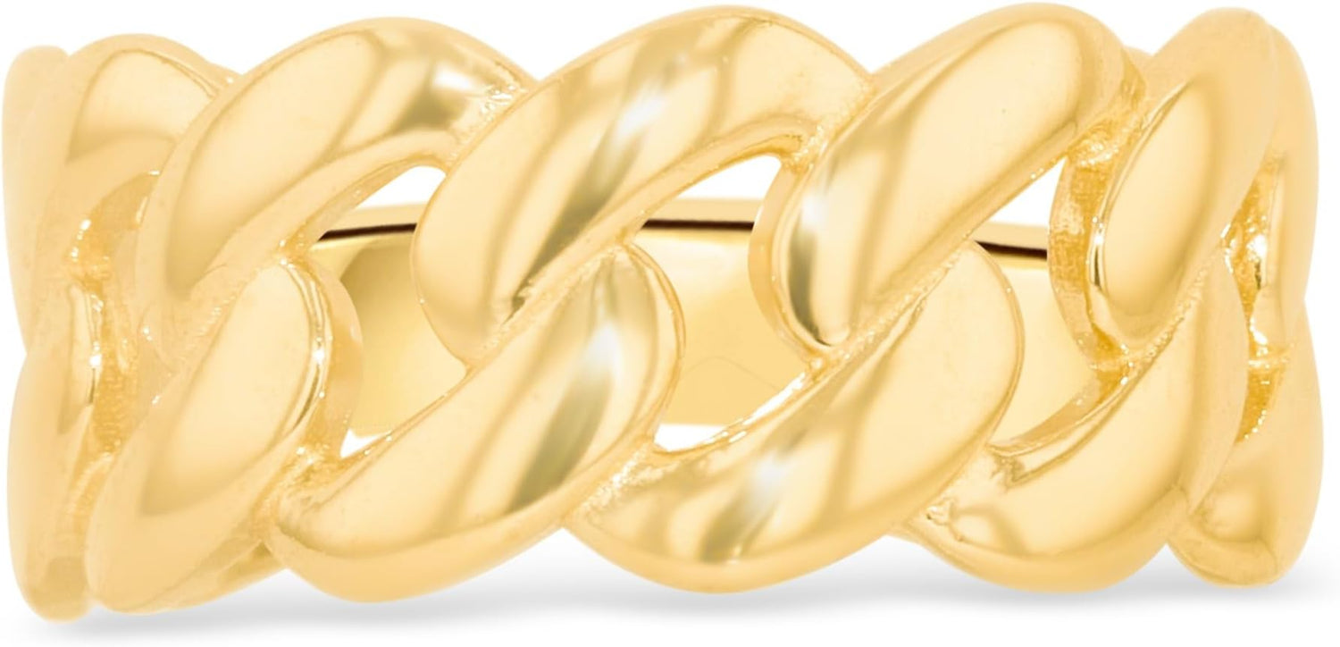 10k Yellow Gold 10mm Cuban Link Ring, Sizes 4 - 13