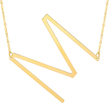 Load image into Gallery viewer, 14k Yellow Gold 1.5&quot; Extra Large Angled Alphabet Letter A - Z Initial Charm Pendant with Chain Necklace
