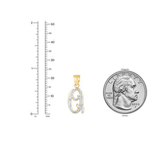 Load image into Gallery viewer, 10k Yellow Gold and White Gold Two-Tone 21.5mm Cursive Personalized Alphabet A-Z Initial Pendant with Optional 1.1mm Solid Cable Chain, 18 Inch
