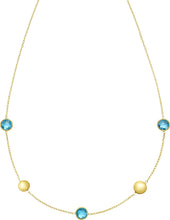 Load image into Gallery viewer, 14k Yellow Gold 6.4mm Natural Gemstone Pebble Charm Adjustable Chain Necklace, 17 Inch-18" (Blue Topaz, Amethyst, Peridot, Garnet or Citrine)
