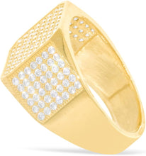 Load image into Gallery viewer, 10k Yellow Gold 13.8mm Pave CZ Rounded Square Signet Ring, Sizes 4-13
