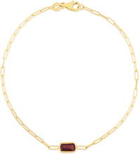 Load image into Gallery viewer, 14k Yellow Gold 1.5mm Paperclip Gemstone Chain Bracelet
