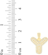 Load image into Gallery viewer, 10k Yellow Gold 0.5&quot; Pave CZ Personalized Bubble Alphabet Letter A - Z Initial Charm Pendant with optional Chain Necklace
