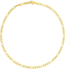 Load image into Gallery viewer, 10k Yellow Gold 2.5mm Solid Figaro Chain Link Bracelet or Anklet, 7", 8", 9" or 10 Inch
