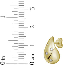 Load image into Gallery viewer, 14k Yellow Gold 15mm x 8.5mm CZ Raindrop Earrings
