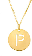 Load image into Gallery viewer, 14k Yellow Gold 0.6&quot; Disc Alphabet Letter A - Z Initial Charm Pendant with Extendable Adjustable Chain Necklace
