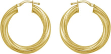 Load image into Gallery viewer, 14k Yellow Gold 4.5mm Full Twist Round Circle Hoop Earrings
