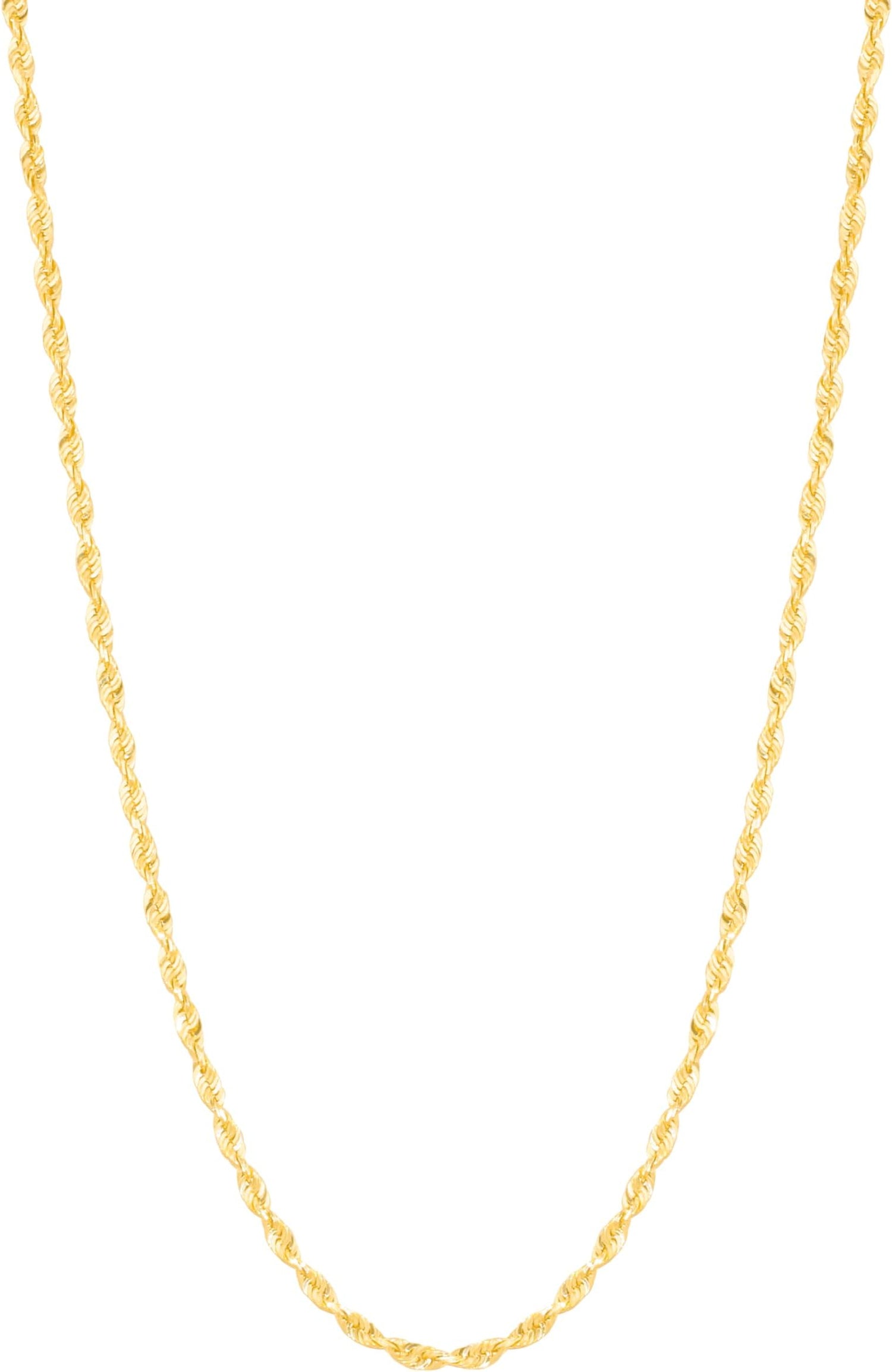 10k Yellow Gold 2.8mm Solid Spiral Rope Multi Diamond Cut Chain Necklace